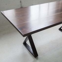 X-base Walnut Dining Table - Dining Tables