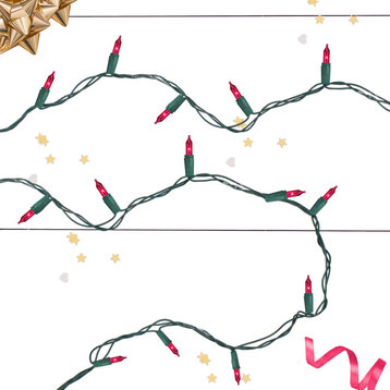 Pinkish Purple Everglow Chasing Mini Christmas Lights, Green Wire, 140 Pieces