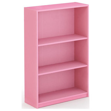 Furinno JAYA Simple Home 3-Tier Adjustable Shelf Bookcase, Pink, 14151R1PI