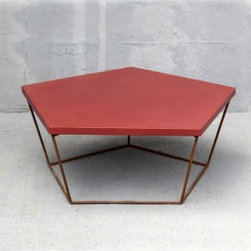 Pentagon Table with Stone Cast Top (Red) - Coffee Tables