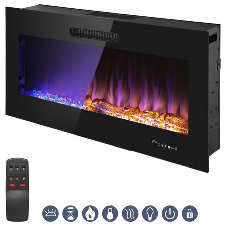 LED Electric Fireplace Insert and Wall Mounted Fireplace, 42"