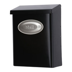 Designer Black Satin Nickel Decorative Emblem Vertical Wall-Mount Locking Mailbo - Mailboxes