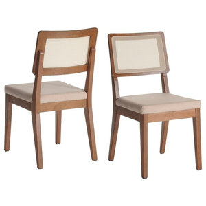 Manhattan Comfort Pell Dining Side Chair In Gray And Maple