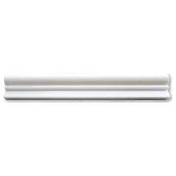 White Thassos Marble Chair Rail Bullnose Trim Molding 2x12 Polished, 1 piece
