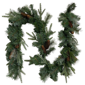 6'x9" Pre-Lit Decorated Mixed Pine and Pine Cone Artificial Christmas Garland