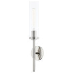 Hudson Valley Lighting - Bowery 1-Light Wall Sconce, Polished Nickel, Clear Glass Shade - Features: