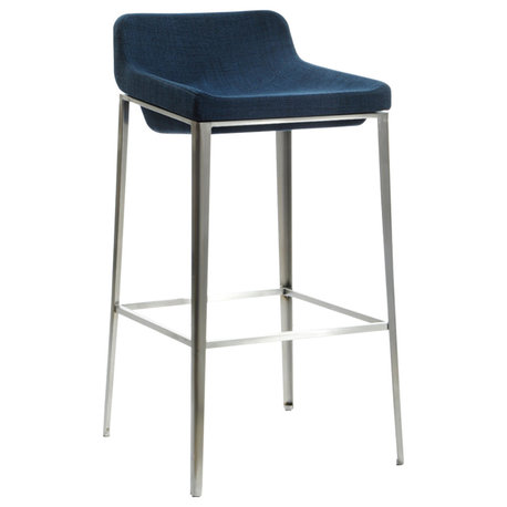 Modrest Adhil Modern Blue Fabric Bar Stool