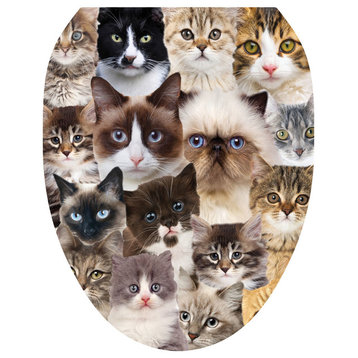 Cats Galore Toilet Tattoos Seat Cover, Vinyl Lid Decal, Bathroom Décor, Elongated