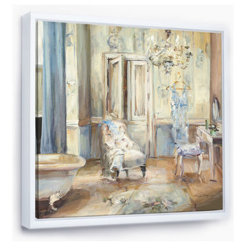 Designart French Boudoir Bath I Bathroom Framed Artwork, White, 30x30