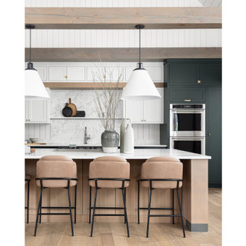 Charming Cottage Transformation: White, Dark Green, and Rift Oak Interior