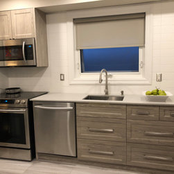Nouveau Shaker | Chiffon White, White & Dark Grain, Textured Cabinet Doors - Kitchen Cabinetry