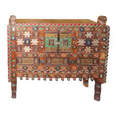 Consigned Antique Rustic Console Damchia Sideboard Hand Carved Indian Chest