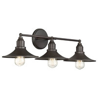 3-Light Industrial Retro Vintage Loft Vanity Light In Oil Rubbed Bronze