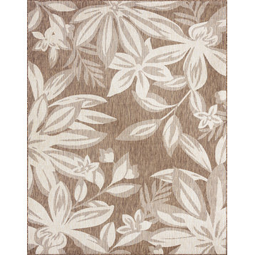 Edda Transitional Floral Indoor Rug, Brown/Cream, 7'11"x10'3"