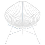 Innit Designs - Acapulco Chair, White Weave, White Frame - With a more laid back pear-shaped profile than our Innit Chair, the Acapulco Chair is comfortable without a cushion and made to last stylishly for years with its durable plated steel frame and colorfast UV-resistant woven vinyl cord.Available in an ace range of 18 vinyl cord colors and 5 frame finishes; the Acapulco Chair is breathable, stackable, easy to clean and perfect for both residential and commercial applications. Note: Chrome and copper frame finishes are suitable for indoor use only, while our stainless version is perfect for your yacht or seaside home.