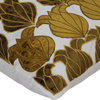 Velvet Applique 14"x14" Silk White Pillows Cover, Green Lotus