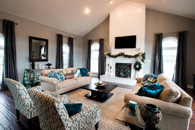 Example of a transitional family room design in Other