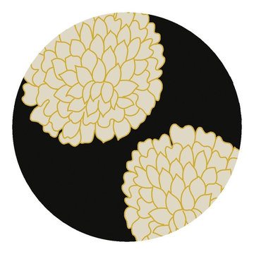 Artist Studio Black / Beige Floral Pattern Round Rug by Surya -$1375.32