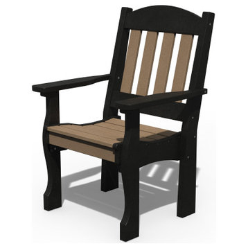 Poly Lumber English Garden Dining Chair, Weathered Wood & Black, Arm Chair
