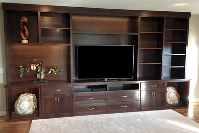 Example of a huge trendy open concept family room design in Denver