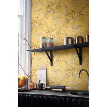Blossoming Almond Trees Wallpaper, Yellow, Double Roll