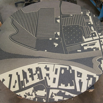 Etched tiles for additional flooring interest