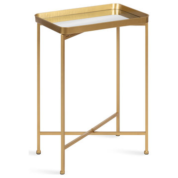 Celia Metal Tray Accent Table, Gold 18x12x26