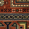 Lizbeth Aztec Border Red/Multi Wool Blend Fringed Area Rug, 6'7"X9'6"