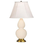 Robert Abbey - Robert Abbey 1774 Small Double Gourd - One Light Table Lamp - Shade Included: TRUE  Cord Color: SilverSmall Double Gourd One Light Table Lamp Bone Glazed Ivory Silk Stretched Fabric Shade *UL Approved: YES *Energy Star Qualified: n/a  *ADA Certified: n/a  *Number of Lights: Lamp: 1-*Wattage:150w E26 Medium Base bulb(s) *Bulb Included:No *Bulb Type:E26 Medium Base *Finish Type:Bone Glazed