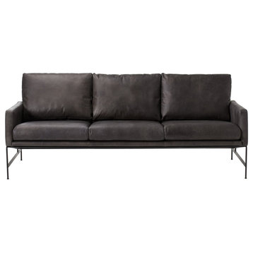 Johnathan 3 Seater Sofa Destroyed Black Leather