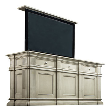 Custom Transitional Greenwich TV lift cabinet furniture design