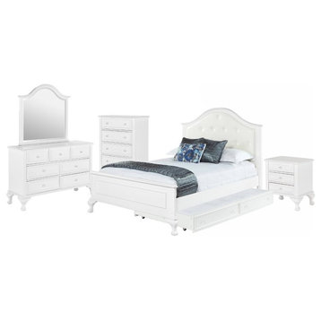 Picket House Furnishings Jenna 5 Piece Full Bedroom Set in White