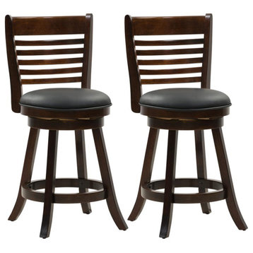 Woodgrove Cappuccino Stained Counter Height Barstool With Bonded Leather Seat