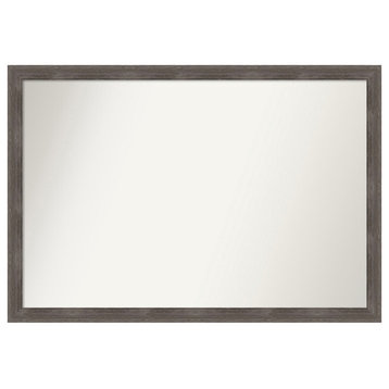 Pinstripe Lead Grey Non-Beveled Wood Bathroom Mirror 38.5x26.5"