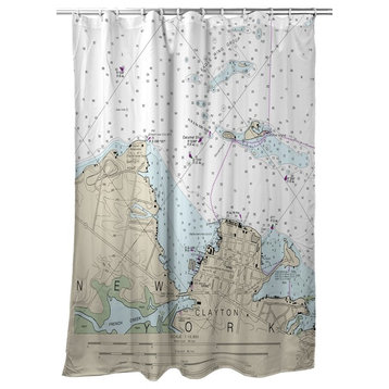 Betsy Drake Clayton, NY Nautical Map Shower Curtain