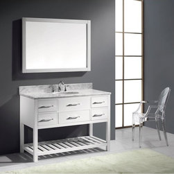 Abodo 48 inch Transitional Bathroom Vanity White Finish - Bathroom Vanities And Sink Consoles