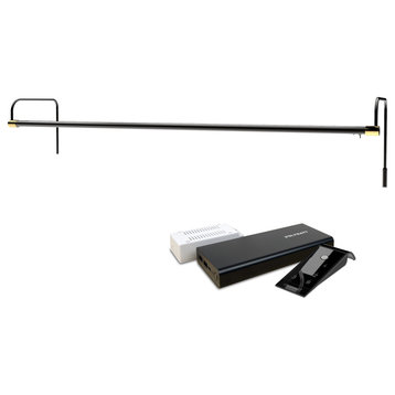 43" Tru-Slim Picture Light, Black/Brass With Rechargeable Battery