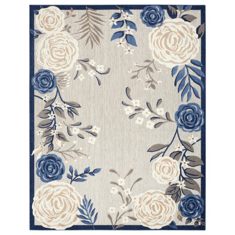 Nourison Aloha 3'6" x 5'6" Blue Grey Contemporary Area Rug