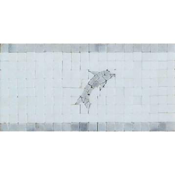 Nautical Mosaic Border- Dolphin, 6"x12"