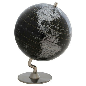 Magellan Black World Globe - 5" Diameter, Metal Base