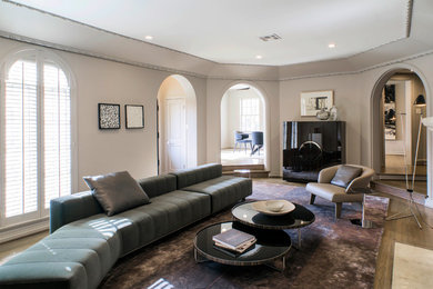 Photo of a contemporary living room in Dallas.