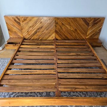 Hollywood Teakwood Crest Floating Bed with Headboard