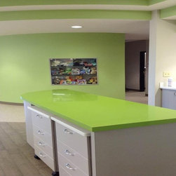 2cm Silestone "Green Fun" Quartz Island with 4cm edge - Kitchen Countertops