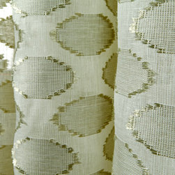 Linen Sheer Raffia Circles Drapery in Seafoam - Drapery Fabric