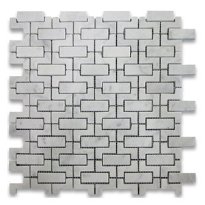 12 X12 Carrara White Fretwork Interlock Mosaic Tile Honed Traditional Wall And Floor Tile By Stone Center Online