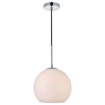 Baxter 1 Light Pendant in Chrome And Frosted White