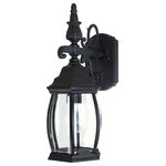 Capital Lighting - Capital Lighting 9866BK French Country - 16" 1 Light Outdoor Wall Mount - Shade Included.French Country One Light Outdoor Wall Mount Black Clear Glass *UL: Suitable for wet locations*Energy Star Qualified: n/a  *ADA Certified: n/a  *Number of Lights: Lamp: 1-*Wattage:100w Medium bulb(s) *Bulb Included:No *Bulb Type:Medium *Finish Type:Black