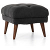 22" Wide Cecilia Ottoman Umber Black Top Grain Leather Parawood in Almond Finish