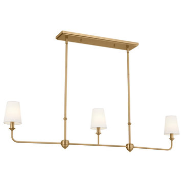 Pallas 3-Light Linear Chandelier in Brushed Natural Brass