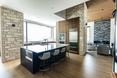 Inspiration for a contemporary kitchen remodel in Calgary